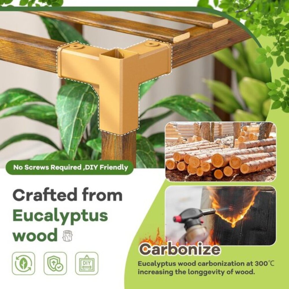 New 64.2In Tall Plant Stand, Corner Wood Shelf for 13–19 Pots for Home Decor - Picture 4 of 7